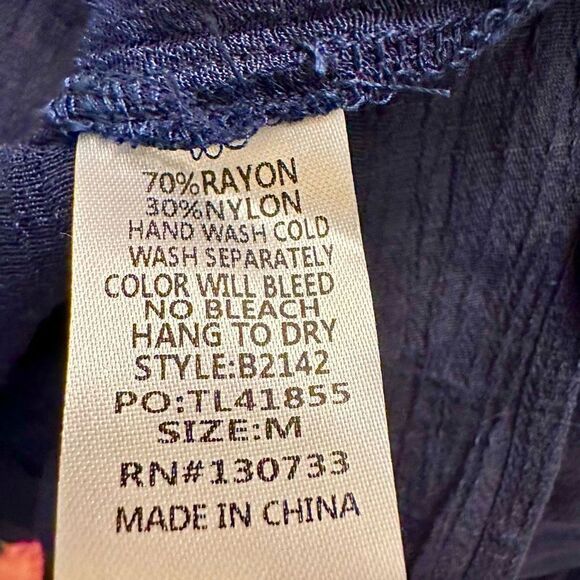 Umgee V-Neck Ruffle Bell Sleeve Rayon Blend Hi-Low Tunic Blouse Top Blue Medium - Picture 4 of 4